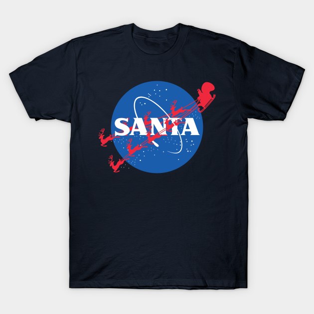 Santa Claus Reindeer Sleigh Christmas Logo Parody T-Shirt by BoggsNicolas